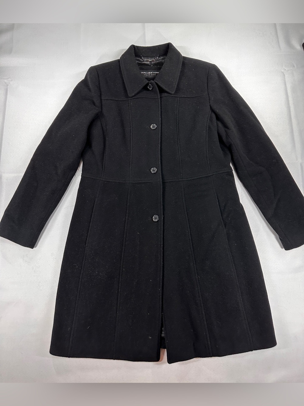 Marc New York Black Wool Cashmere Long Coat L